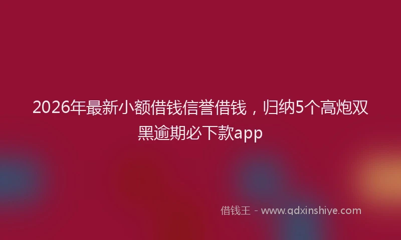 2026年最新小额借钱信誉借钱，归纳5个高炮双黑逾期必下款app