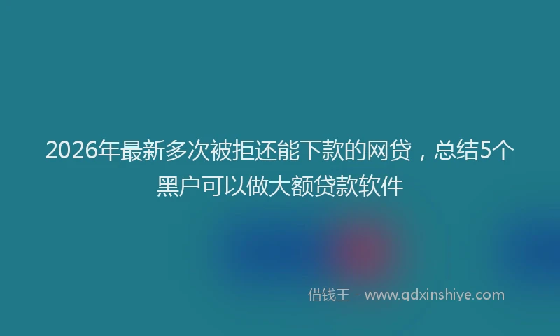 2026年最新多次被拒还能下款的网贷，总结5个黑户可以做大额贷款软件