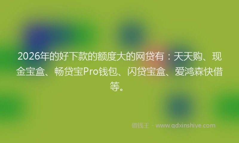 2026年的好下款的额度大的网贷有：天天购、现金宝盒、畅贷宝Pro钱包、闪贷宝盒、爱鸿森快借等。