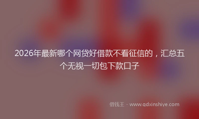 2026年最新哪个网贷好借款不看征信的，汇总五个无视一切包下款口子