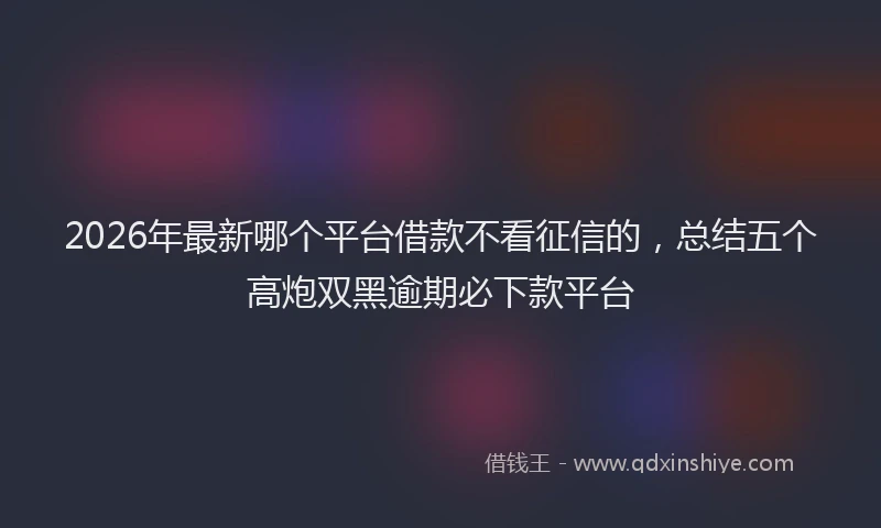 2026年最新哪个平台借款不看征信的,总结五个高炮双黑逾期必下款平台