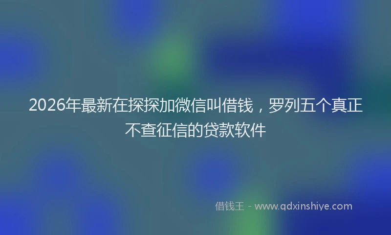 2026年最新在探探加微信叫借钱，罗列五个真正不查征信的贷款软件