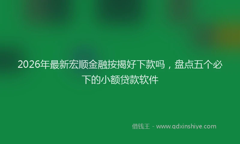2026年最新宏顺金融按揭好下款吗，盘点五个必下的小额贷款软件