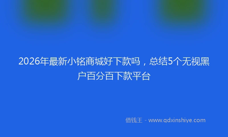 2026年最新小铭商城好下款吗，总结5个无视黑户百分百下款平台