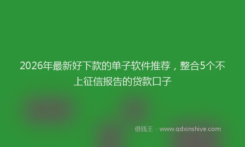 2026年最新好下款的单子软件推荐，整合5个不上征信报告的贷款口子