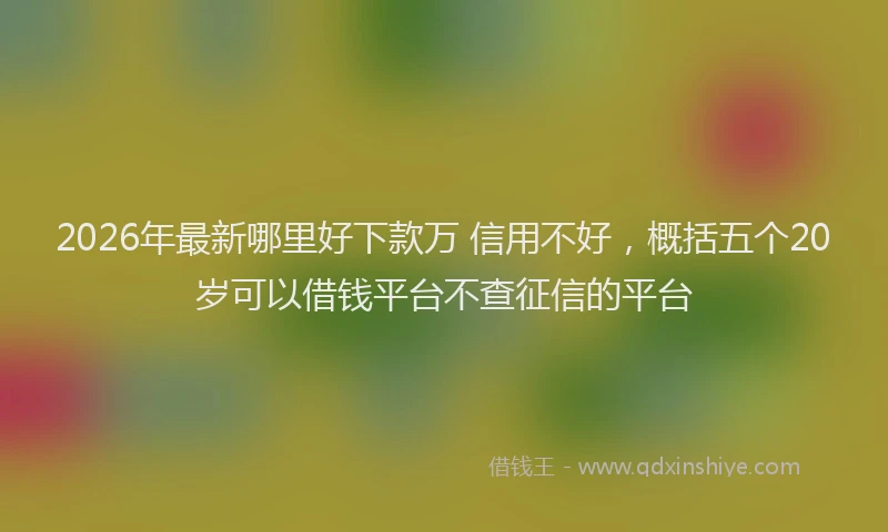 2026年最新哪里好下款万 信用不好，概括五个20岁可以借钱平台不查征信的平台