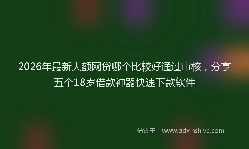 2026年最新大额网贷哪个比较好通过审核，分享五个18岁借款神器快速下款软件