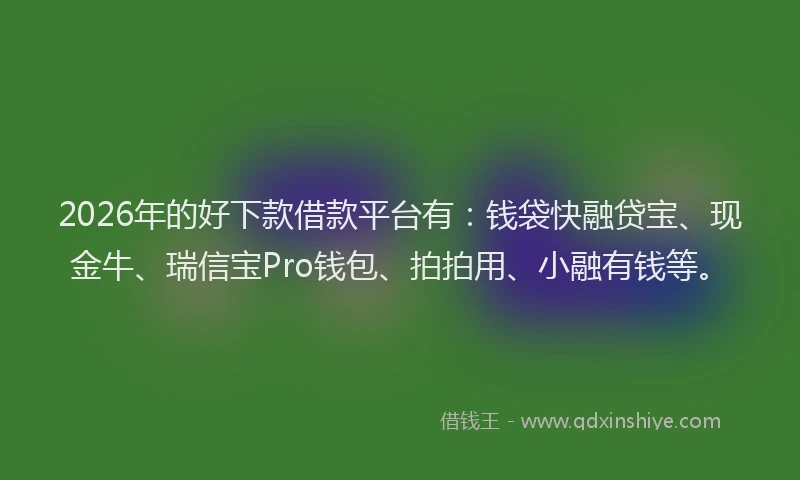 2026年的好下款借款平台有：钱袋快融贷宝、现金牛、瑞信宝Pro钱包、拍拍用、小融有钱等。