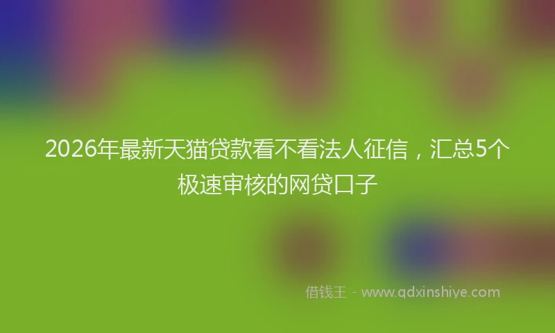 2026年最新天猫贷款看不看法人征信，汇总5个极速审核的网贷口子