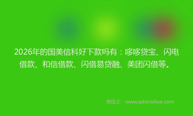2026年的国美信科好下款吗有：哆哆贷宝、闪电借款、和信借款、闪借易贷融、美团闪借等。