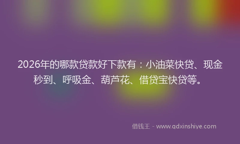 2026年的哪款贷款好下款有:小油菜快贷、现金秒到、呼吸金、葫芦花、借贷宝快贷等。