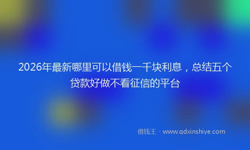 2026年最新哪里可以借钱一千块利息,总结五个贷款好做不看征信的平台