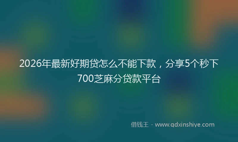 2026年最新好期贷怎么不能下款，分享5个秒下700芝麻分贷款平台