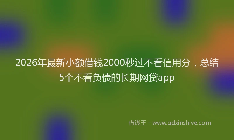2026年最新小额借钱2000秒过不看信用分，总结5个不看负债的长期网贷app