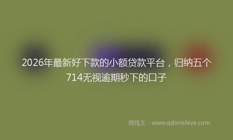 2026年最新好下款的小额贷款平台，归纳五个714无视逾期秒下的口子
