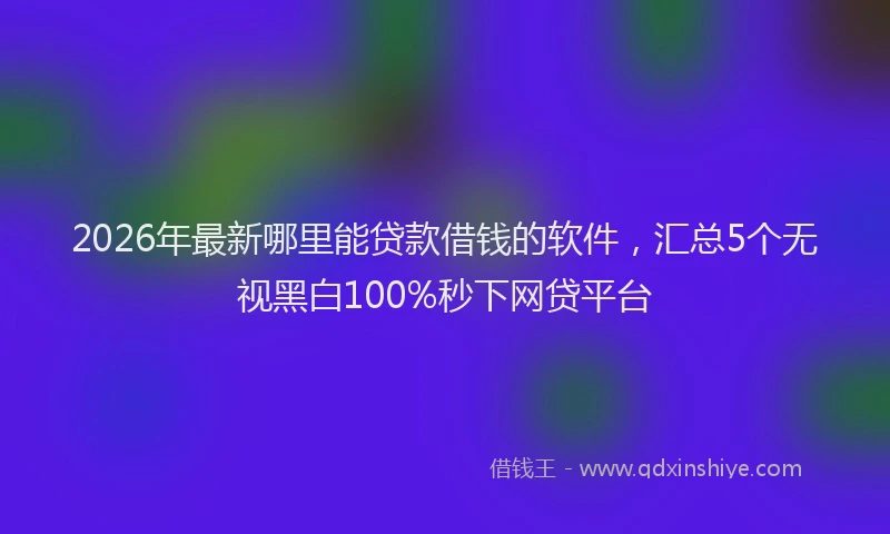 2026年最新哪里能贷款借钱的软件,汇总5个无视黑白100%秒下网贷平台