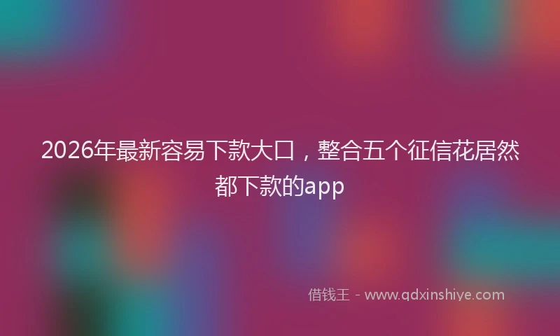 2026年最新容易下款大口，整合五个征信花居然都下款的app