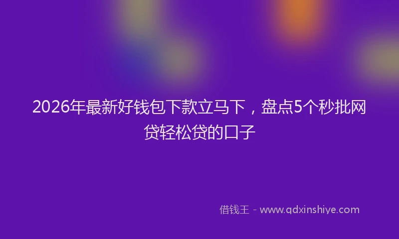 2026年最新好钱包下款立马下，盘点5个秒批网贷轻松贷的口子