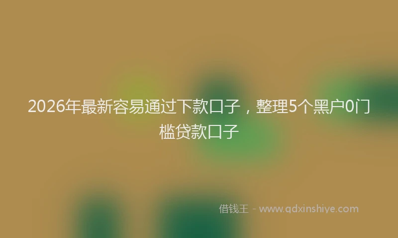 2026年最新容易通过下款口子，整理5个黑户0门槛贷款口子