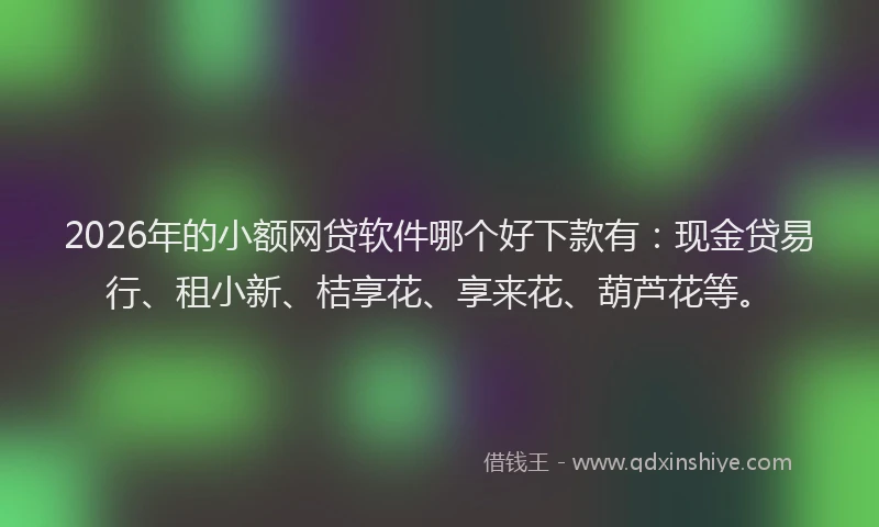 2026年的小额网贷软件哪个好下款有：现金贷易行、租小新、桔享花、享来花、葫芦花等。