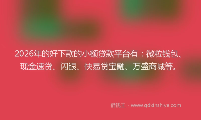 2026年的好下款的小额贷款平台有：微粒钱包、现金速贷、闪银、快易贷宝融、万盛商城等。
