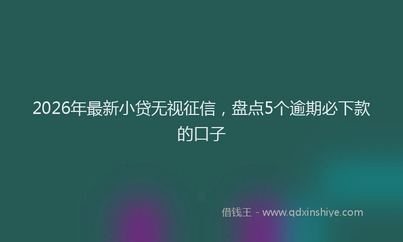 2026年最新小贷无视征信，盘点5个逾期必下款的口子