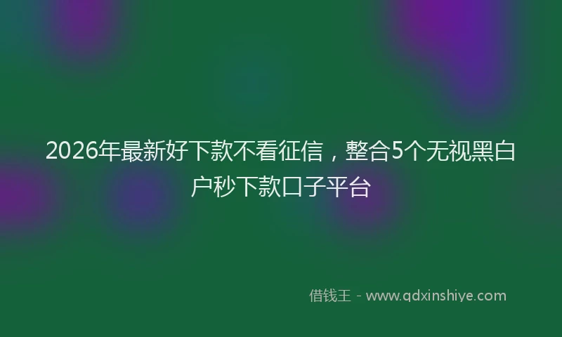 2026年最新好下款不看征信，整合5个无视黑白户秒下款口子平台