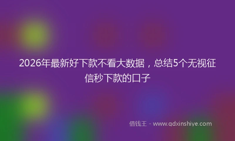 2026年最新好下款不看大数据，总结5个无视征信秒下款的口子