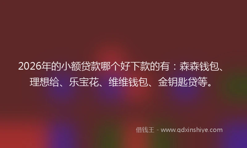 2026年的小额贷款哪个好下款的有：森森钱包、理想给、乐宝花、维维钱包、金钥匙贷等。