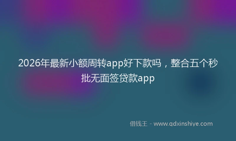 2026年最新小额周转app好下款吗，整合五个秒批无面签贷款app
