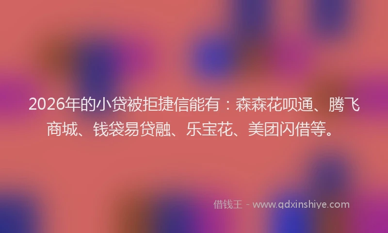 2026年的小贷被拒捷信能有：森森花呗通、腾飞商城、钱袋易贷融、乐宝花、美团闪借等。