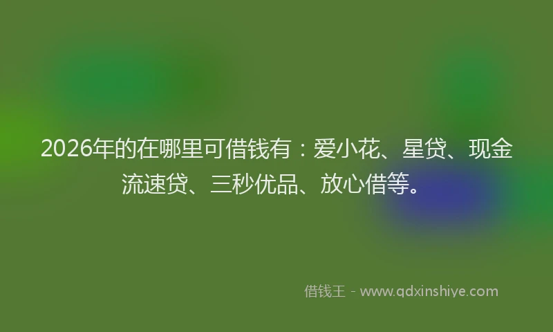 2026年的在哪里可借钱有：爱小花、星贷、现金流速贷、三秒优品、放心借等。