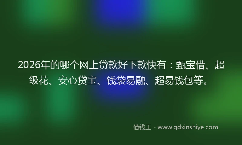 2026年的哪个网上贷款好下款快有：甄宝借、超级花、安心贷宝、钱袋易融、超易钱包等。