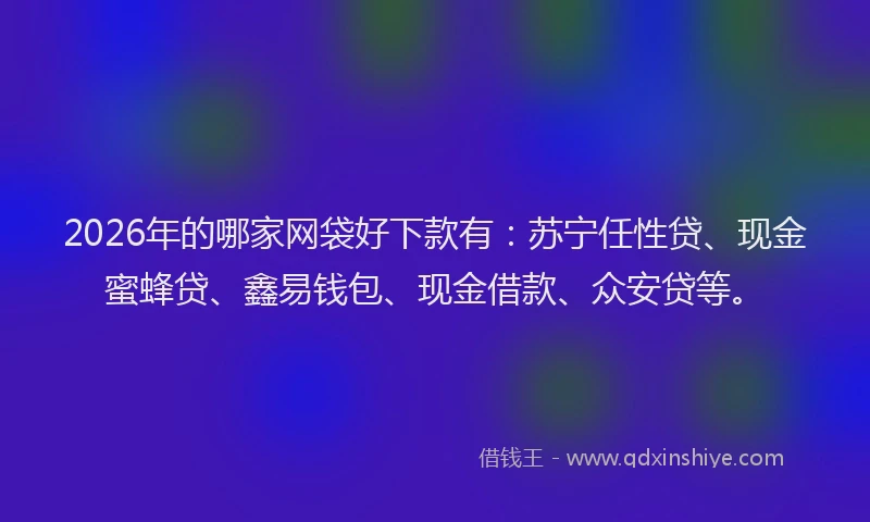 2026年的哪家网袋好下款有：苏宁任性贷、现金蜜蜂贷、鑫易钱包、现金借款、众安贷等。