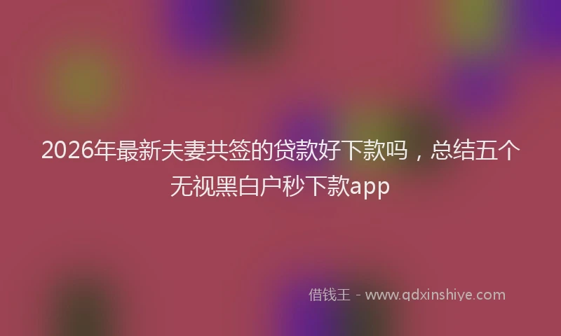 2026年最新夫妻共签的贷款好下款吗，总结五个无视黑白户秒下款app