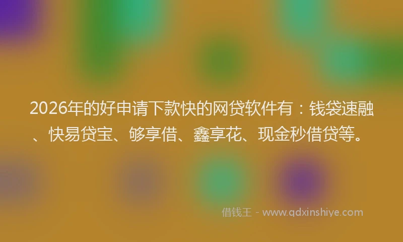 2026年的好申请下款快的网贷软件有：钱袋速融、快易贷宝、够享借、鑫享花、现金秒借贷等。
