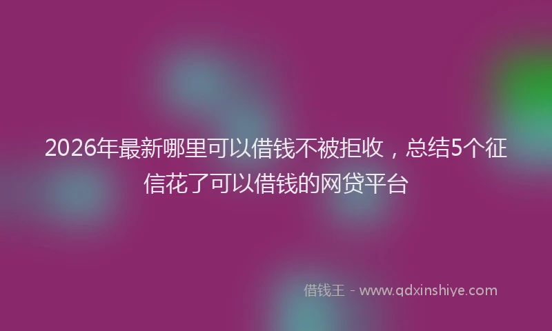 2026年最新哪里可以借钱不被拒收,总结5个征信花了可以借钱的网贷平台