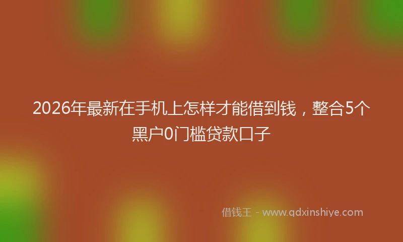 2026年最新在手机上怎样才能借到钱,整合5个黑户0门槛贷款口子