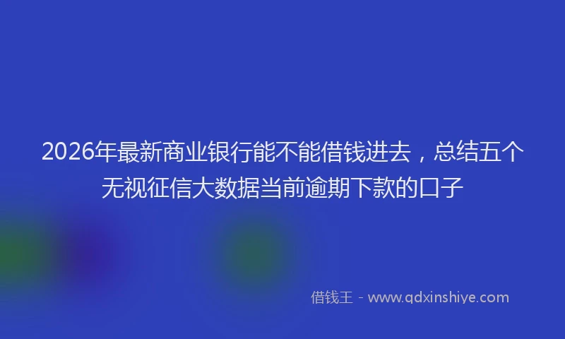 2026年最新商业银行能不能借钱进去,总结五个无视征信大数据当前逾期下款的口子