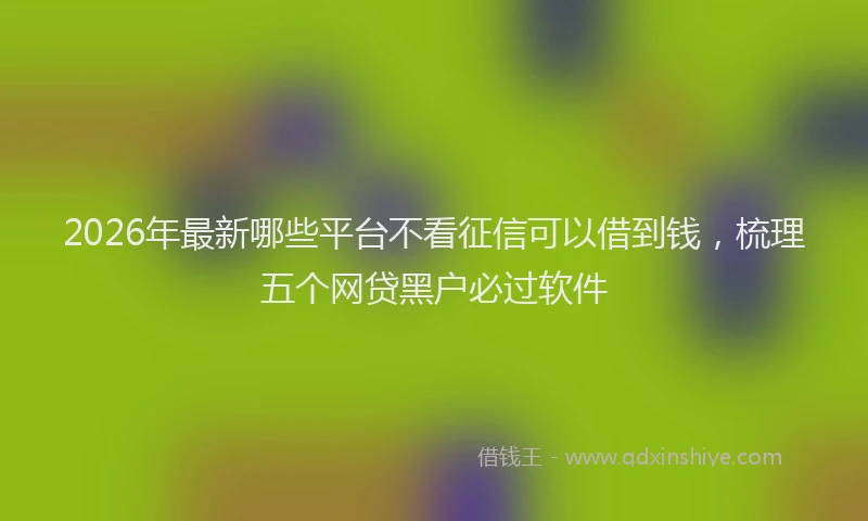2026年最新哪些平台不看征信可以借到钱，梳理五个网贷黑户必过软件