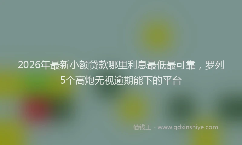 2026年最新小额贷款哪里利息最低最可靠，罗列5个高炮无视逾期能下的平台