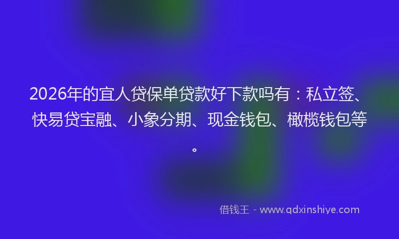 2026年的宜人贷保单贷款好下款吗有：私立签、快易贷宝融、小象分期、现金钱包、橄榄钱包等。