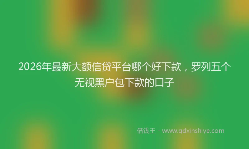 2026年最新大额信贷平台哪个好下款，罗列五个无视黑户包下款的口子