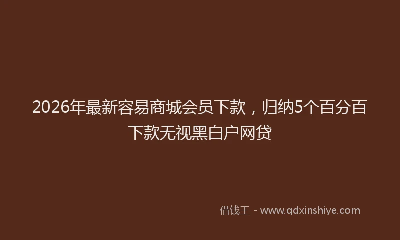 2026年最新容易商城会员下款，归纳5个百分百下款无视黑白户网贷