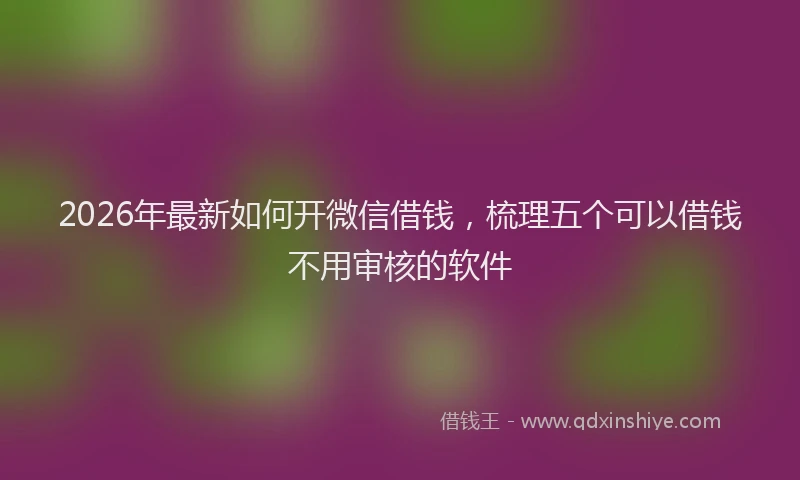 2026年最新如何开微信借钱，梳理五个可以借钱不用审核的软件