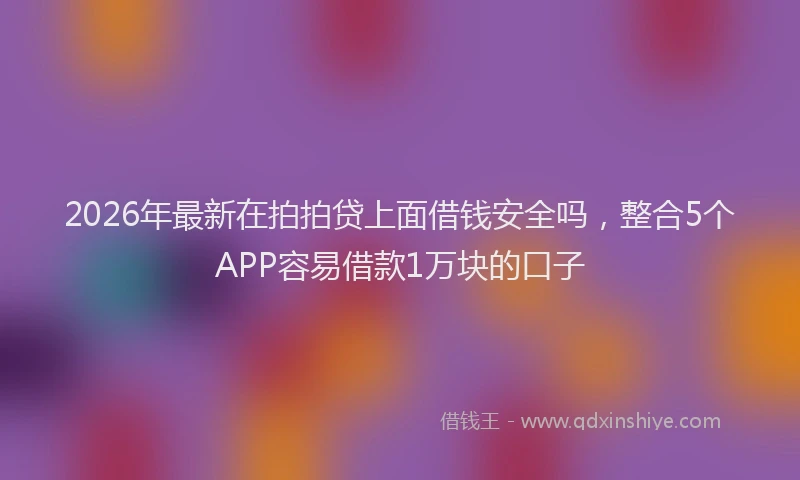 2026年最新在拍拍贷上面借钱安全吗，整合5个APP容易借款1万块的口子