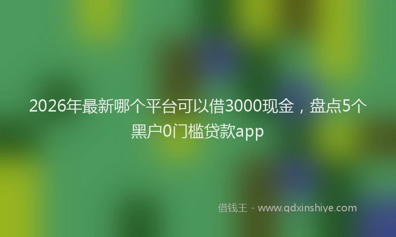 2026年最新哪个平台可以借3000现金,盘点5个黑户0门槛贷款app