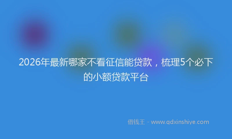 2026年最新哪家不看征信能贷款,梳理5个必下的小额贷款平台