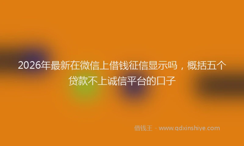 2026年最新在微信上借钱征信显示吗，概括五个贷款不上诚信平台的口子