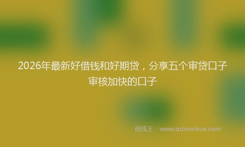 2026年最新好借钱和好期贷，分享五个审贷口子审核加快的口子